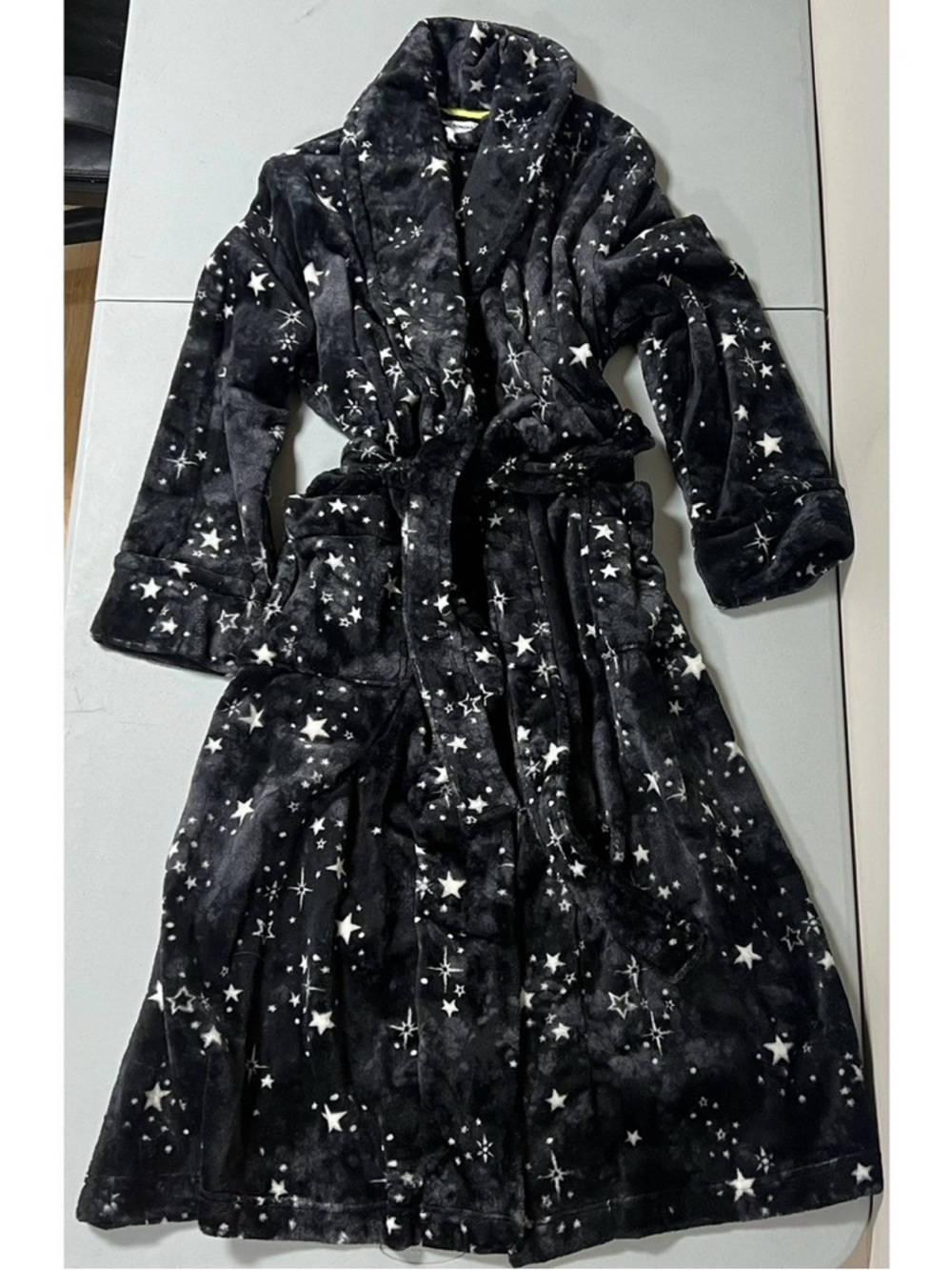 Sonoma Black Stars Galaxy Constellations Plush Belted Robe Bathrobe Size S 💫✨